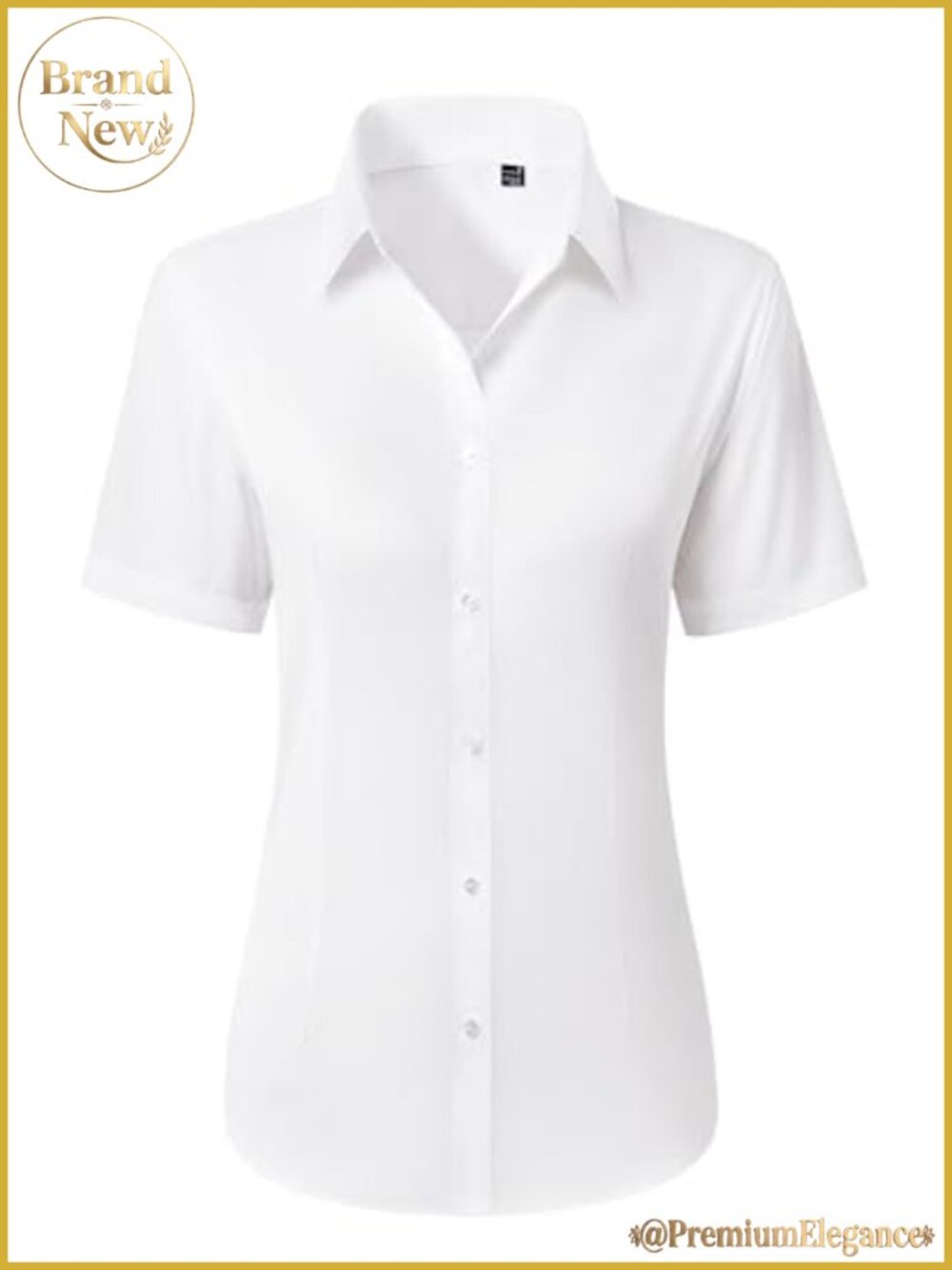 Women's Fitted Button Down Shirt Stain Resistant Wrinkle Free Short Sleeve